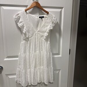 Lulu's Elegant White Textured Dress